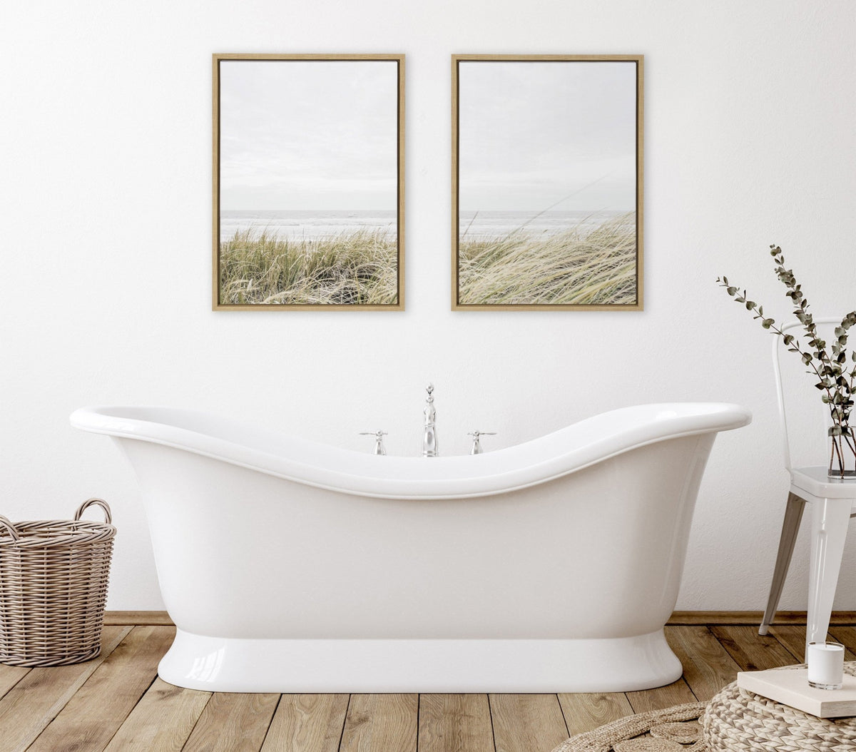 Sylvie East Beach Left and Right Framed Canvas by Amy Peterson Art Studio - Quahog Bay Bedding