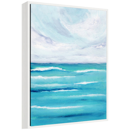 Sylvie Evening Ocean Waves Framed Canvas by Nikita Jariwala - Quahog Bay Bedding