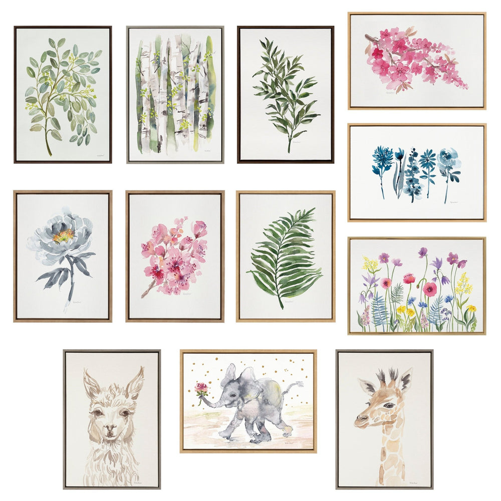 Sylvie Green Fern and Ruscus Framed Canvas Art Set by Patricia Shaw - Quahog Bay Bedding