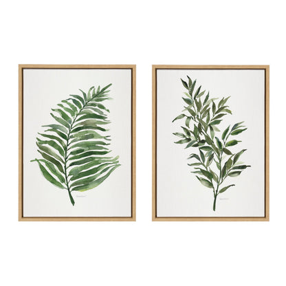 Sylvie Green Fern and Ruscus Framed Canvas Art Set by Patricia Shaw - Quahog Bay Bedding