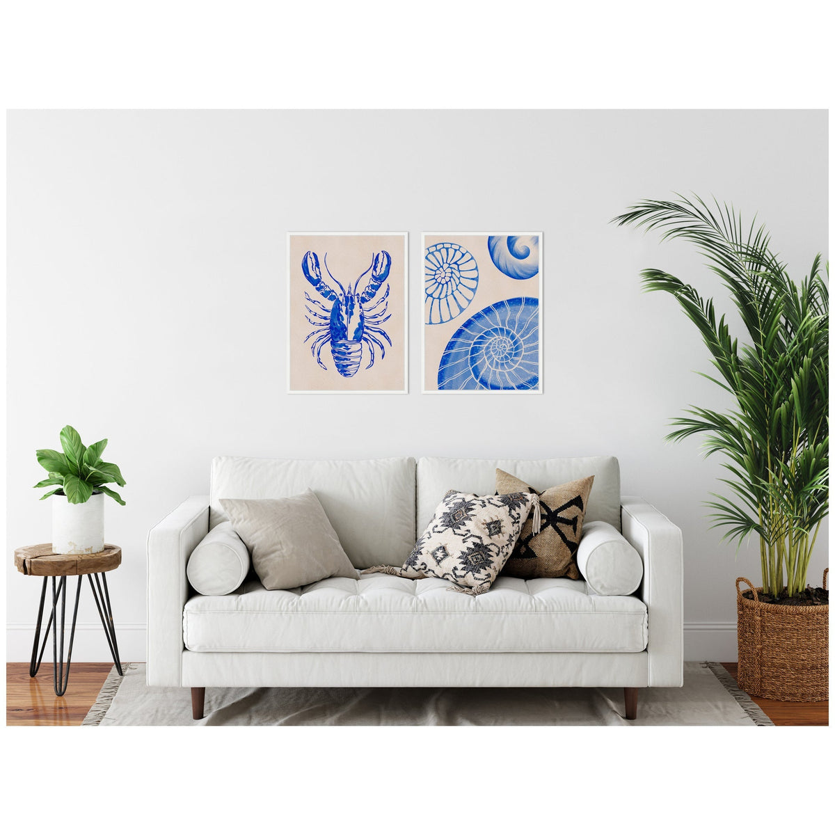 Sylvie Lobster and Ocean Charms 1 Framed Canvas Art Set by Nikita Jariwala - Quahog Bay Bedding