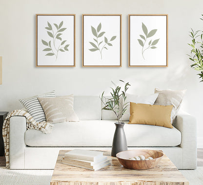 Sylvie Modern Sage Green Botanical Outdoor Nature Print 1, 2 and 3 Framed Canvas by The Creative Bunch Studio - Quahog Bay Bedding
