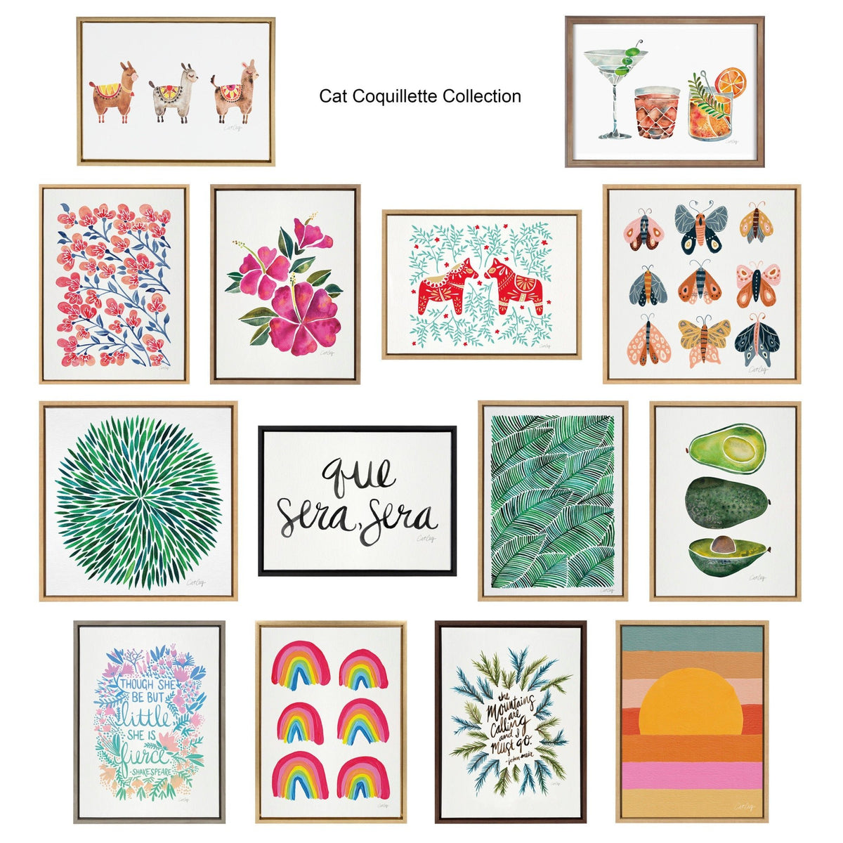 Sylvie Navy Ginkgo and Navy Ginkgo Trio Framed Canvas by Cat Coquillette - Quahog Bay Bedding