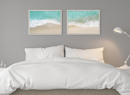 Sylvie Ocean Beach Fantasy Left and Right Framed Canvas by The Creative Bunch Studio - Quahog Bay Bedding