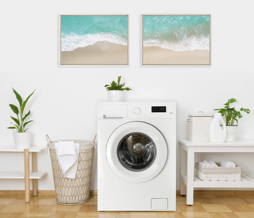Sylvie Ocean Beach Fantasy Left and Right Framed Canvas by The Creative Bunch Studio - Quahog Bay Bedding