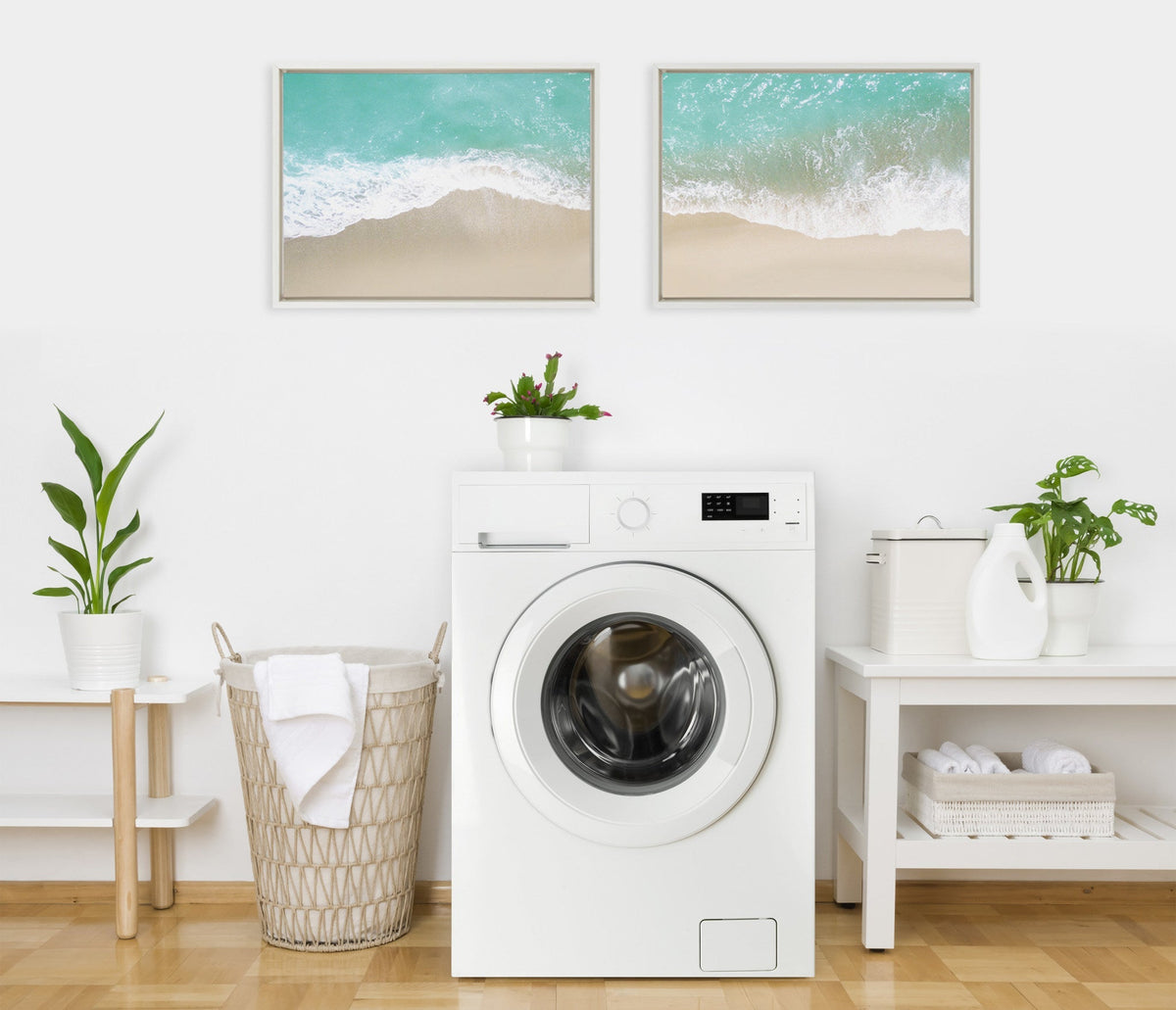 Sylvie Ocean Beach Fantasy Left and Right Framed Canvas by The Creative Bunch Studio - Quahog Bay Bedding