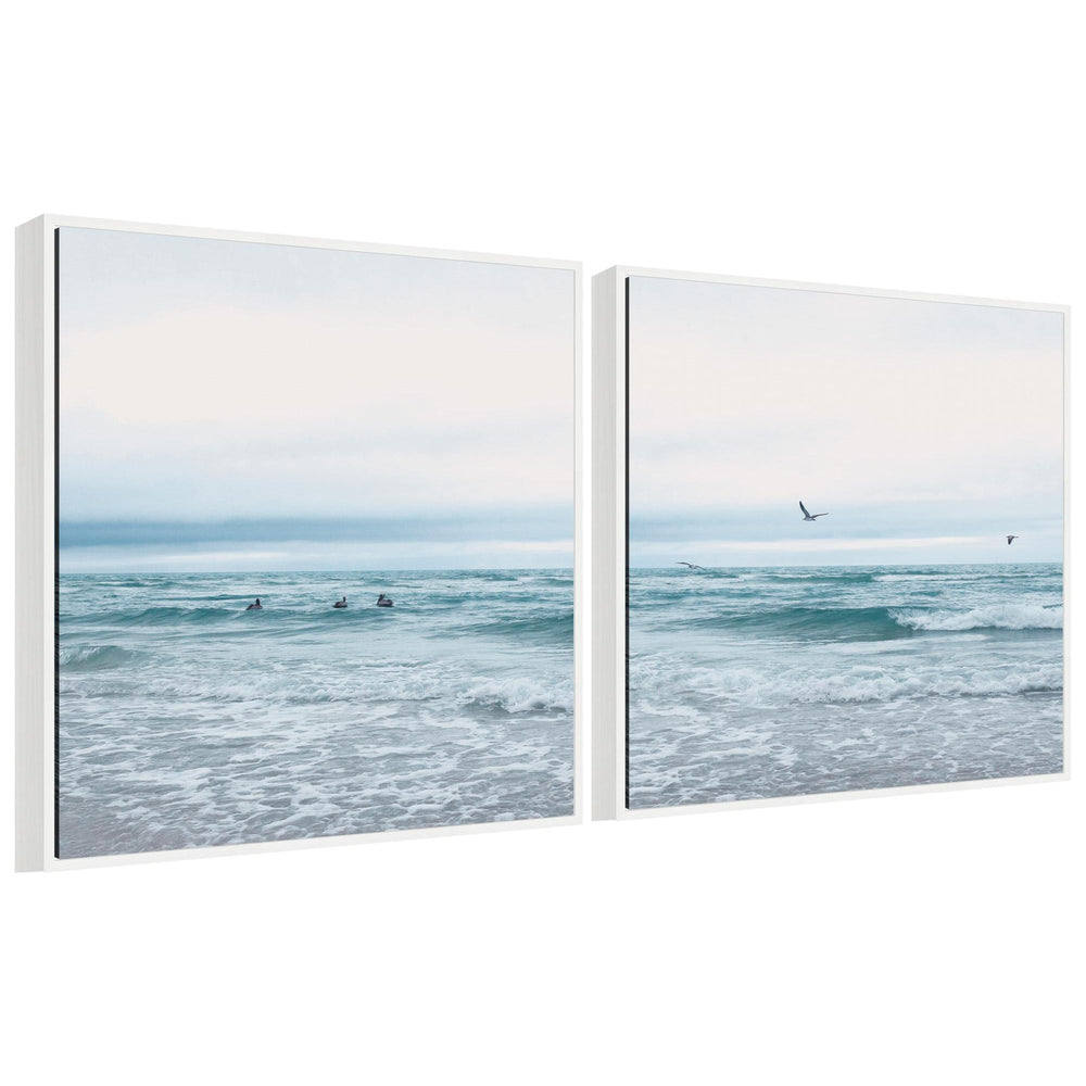 Sylvie Ocean Swim 1 and 2 Framed Canvas Art Set by Stephanie Klatt - Quahog Bay Bedding