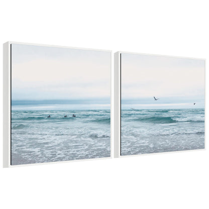 Sylvie Ocean Swim 1 and 2 Framed Canvas Art Set by Stephanie Klatt - Quahog Bay Bedding