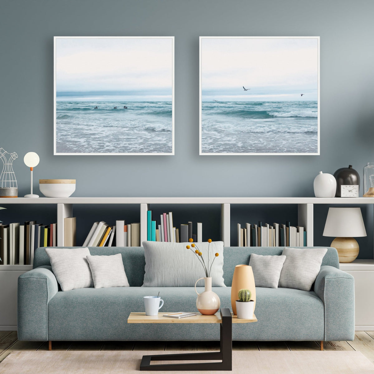 Sylvie Ocean Swim 1 and 2 Framed Canvas Art Set by Stephanie Klatt - Quahog Bay Bedding
