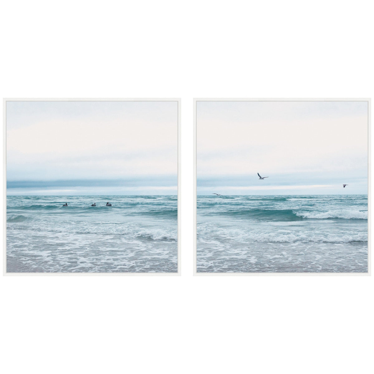 Sylvie Ocean Swim 1 and 2 Framed Canvas Art Set by Stephanie Klatt - Quahog Bay Bedding