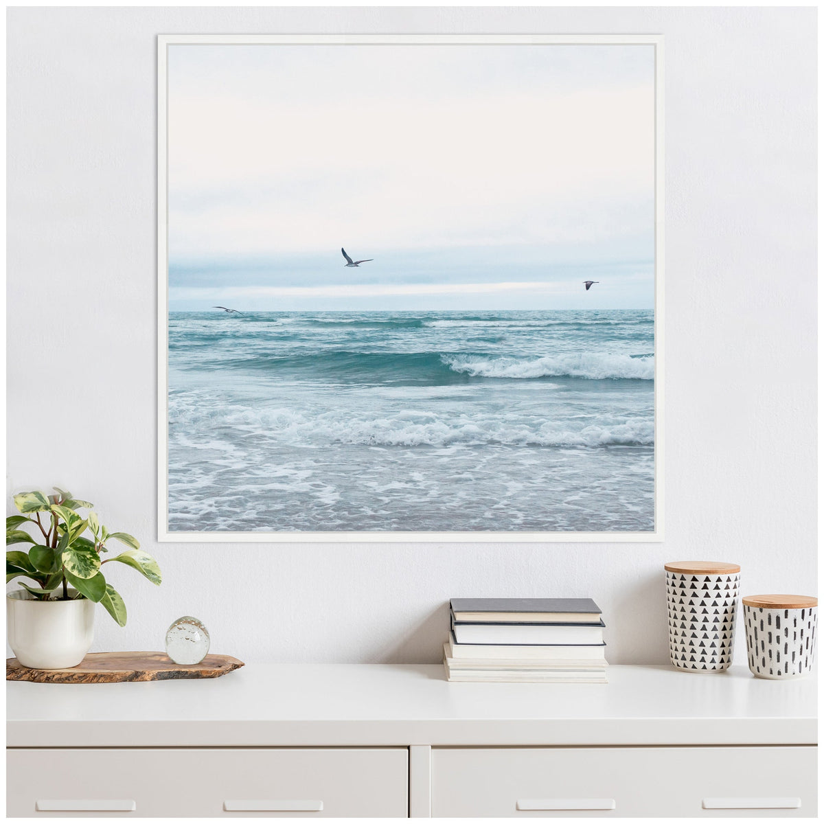 Sylvie Ocean Swim 2 Square Framed Canvas by Stephanie Klatt - Quahog Bay Bedding