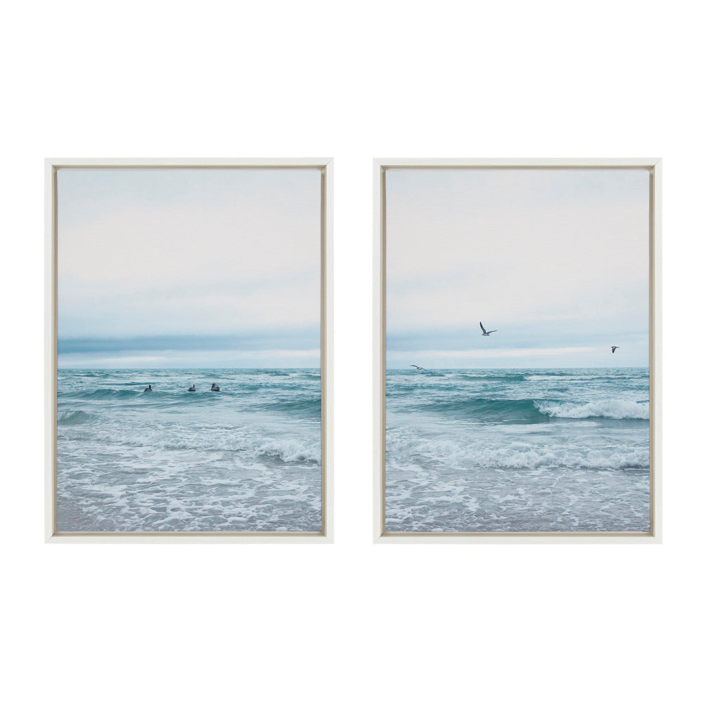 Sylvie Ocean Swim Left and Right Framed Canvas by Stephanie Klatt - Quahog Bay Bedding