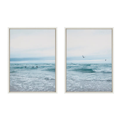 Sylvie Ocean Swim Left and Right Framed Canvas by Stephanie Klatt - Quahog Bay Bedding