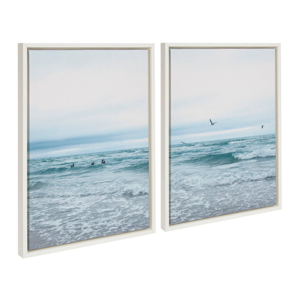 Sylvie Ocean Swim Left and Right Framed Canvas by Stephanie Klatt - Quahog Bay Bedding