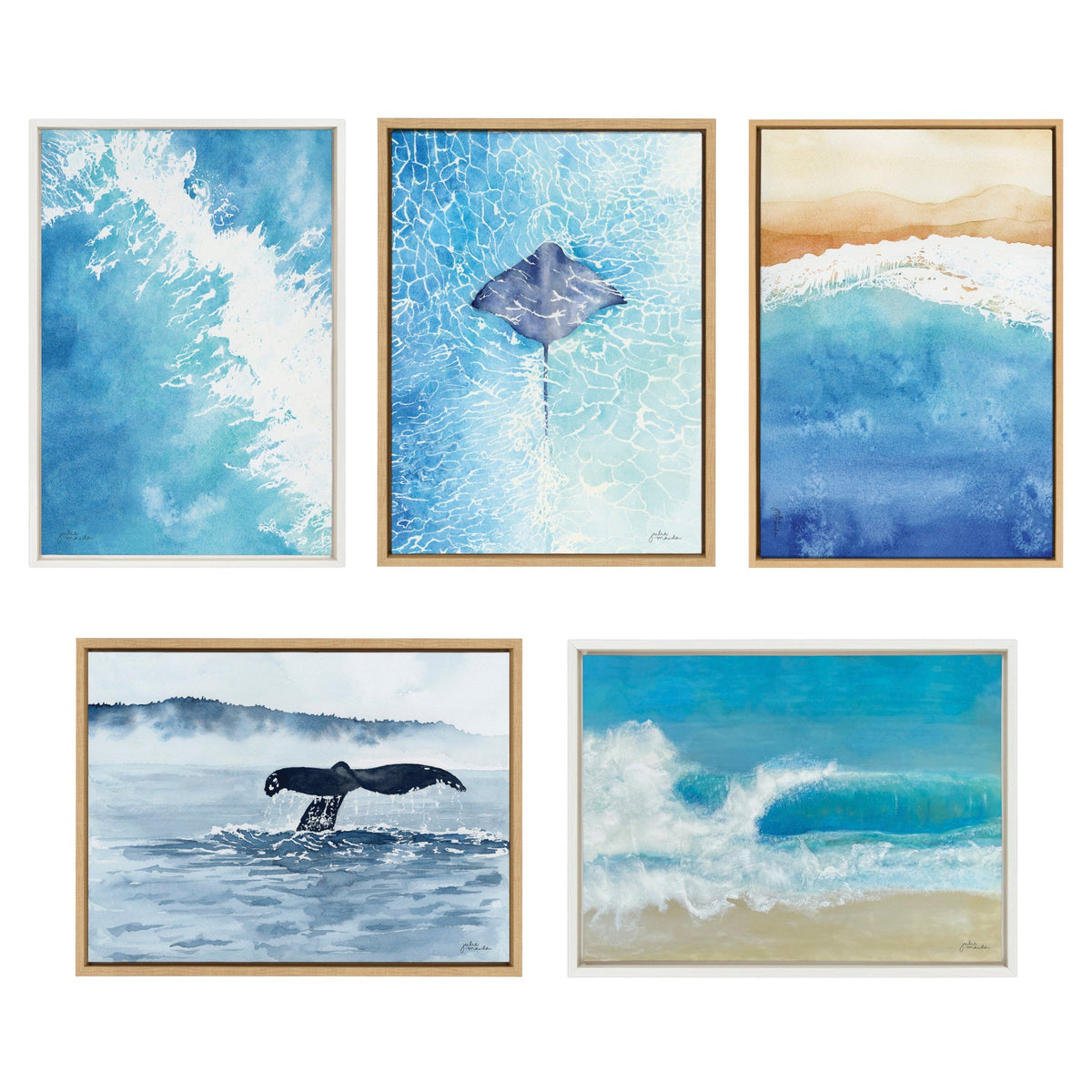 Sylvie Ocean Wake 1 and 2 Framed Canvas by Julie Maida - Quahog Bay Bedding