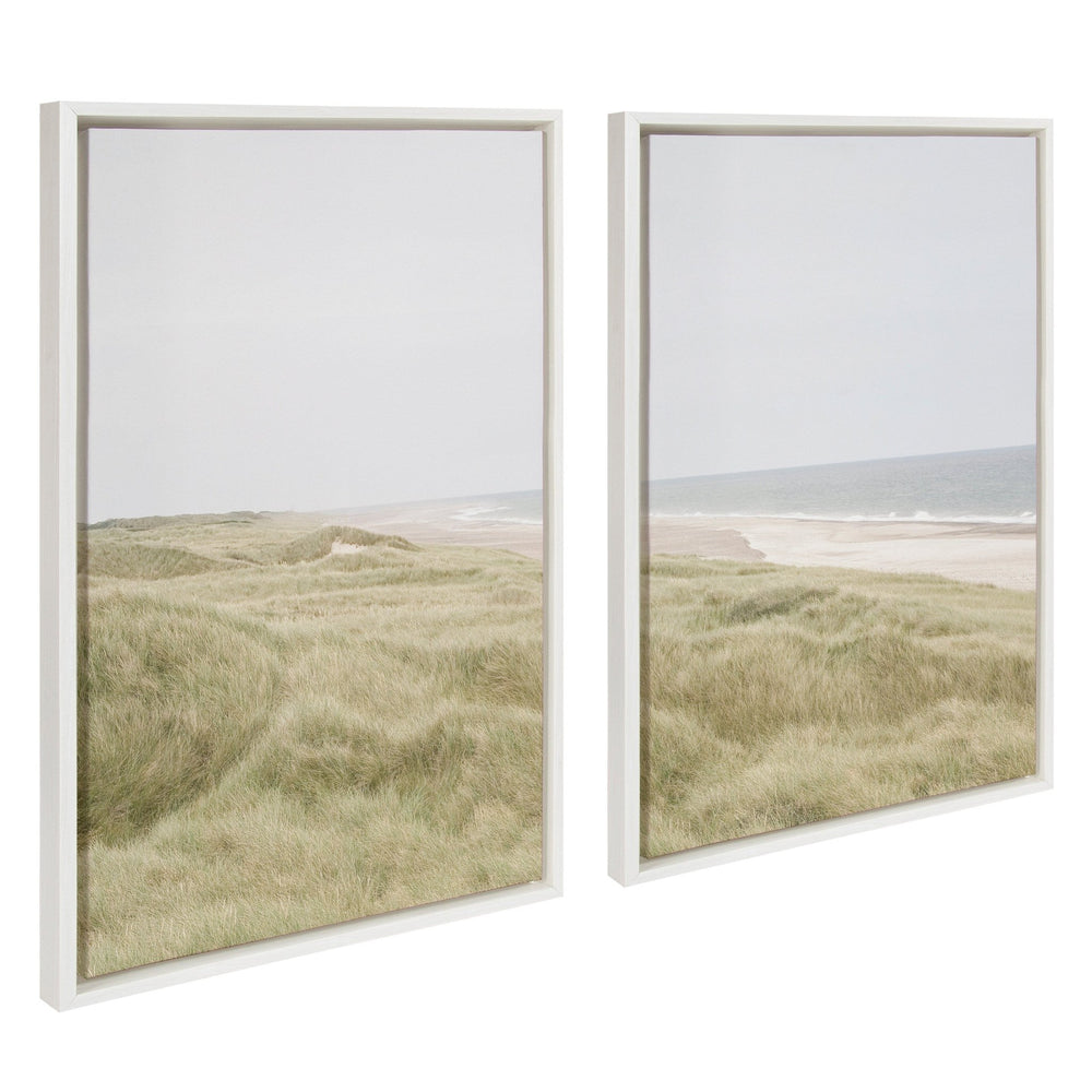 Sylvie Peaceful and Serene Coastal Landscape Left and Right Framed Canvas Art Set by The Creative Bunch Studio - Quahog Bay Bedding