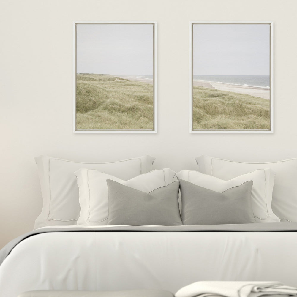 Sylvie Peaceful and Serene Coastal Landscape Left and Right Framed Canvas Art Set by The Creative Bunch Studio - Quahog Bay Bedding
