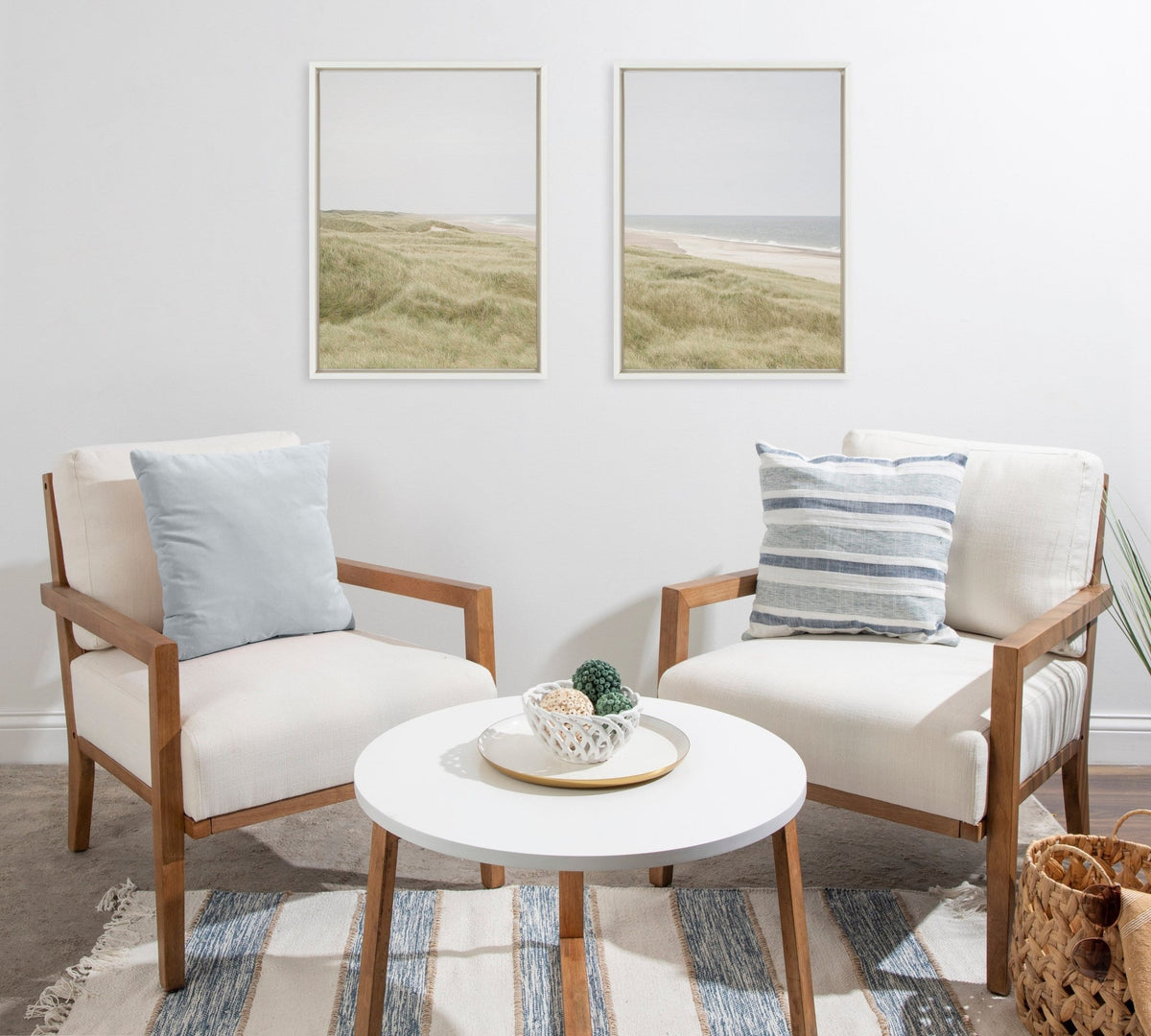 Sylvie Peaceful and Serene Coastal Landscape Left and Right Framed Canvas Art Set by The Creative Bunch Studio - Quahog Bay Bedding
