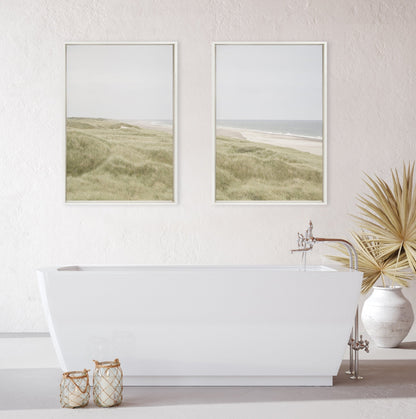 Sylvie Peaceful and Serene Coastal Landscape Left and Right Framed Canvas Art Set by The Creative Bunch Studio - Quahog Bay Bedding