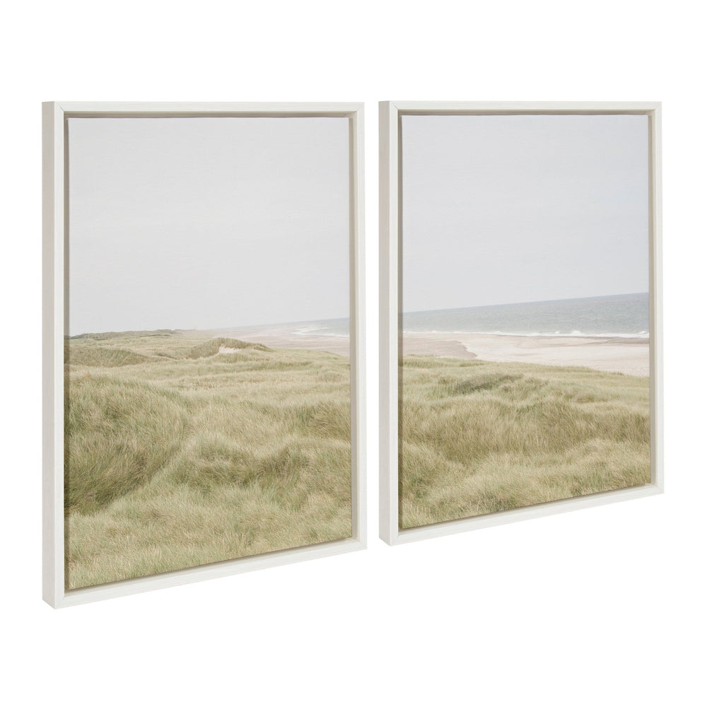 Sylvie Peaceful and Serene Coastal Landscape Left and Right Framed Canvas Art Set by The Creative Bunch Studio - Quahog Bay Bedding