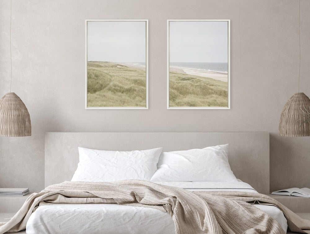 Sylvie Peaceful and Serene Coastal Landscape Left and Right Framed Canvas Art Set by The Creative Bunch Studio - Quahog Bay Bedding