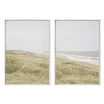 Sylvie Peaceful and Serene Coastal Landscape Left and Right Framed Canvas Art Set by The Creative Bunch Studio - Quahog Bay Bedding