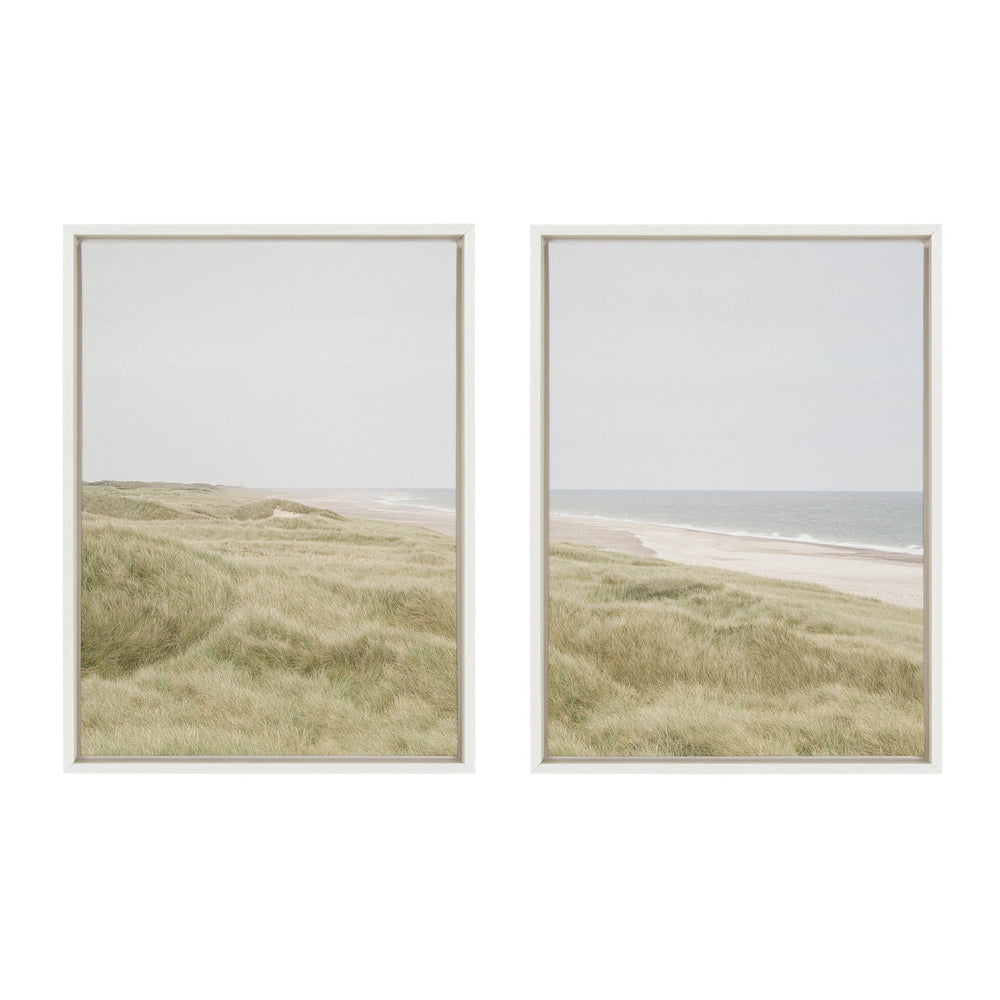 Sylvie Peaceful and Serene Coastal Landscape Left and Right Framed Canvas Art Set by The Creative Bunch Studio - Quahog Bay Bedding