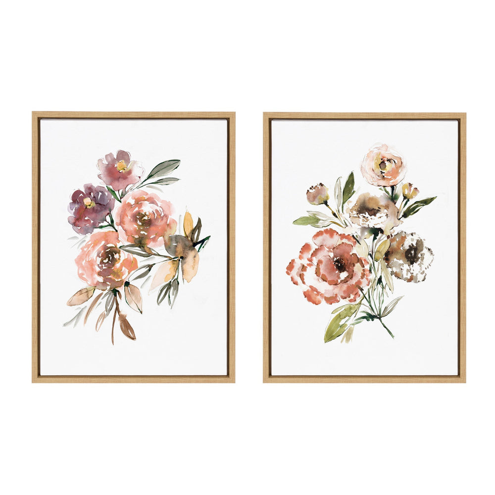 Sylvie Peach Roses and Floral Bouquet Muted Framed Canvas Art Set by Sara Berrenson - Quahog Bay Bedding