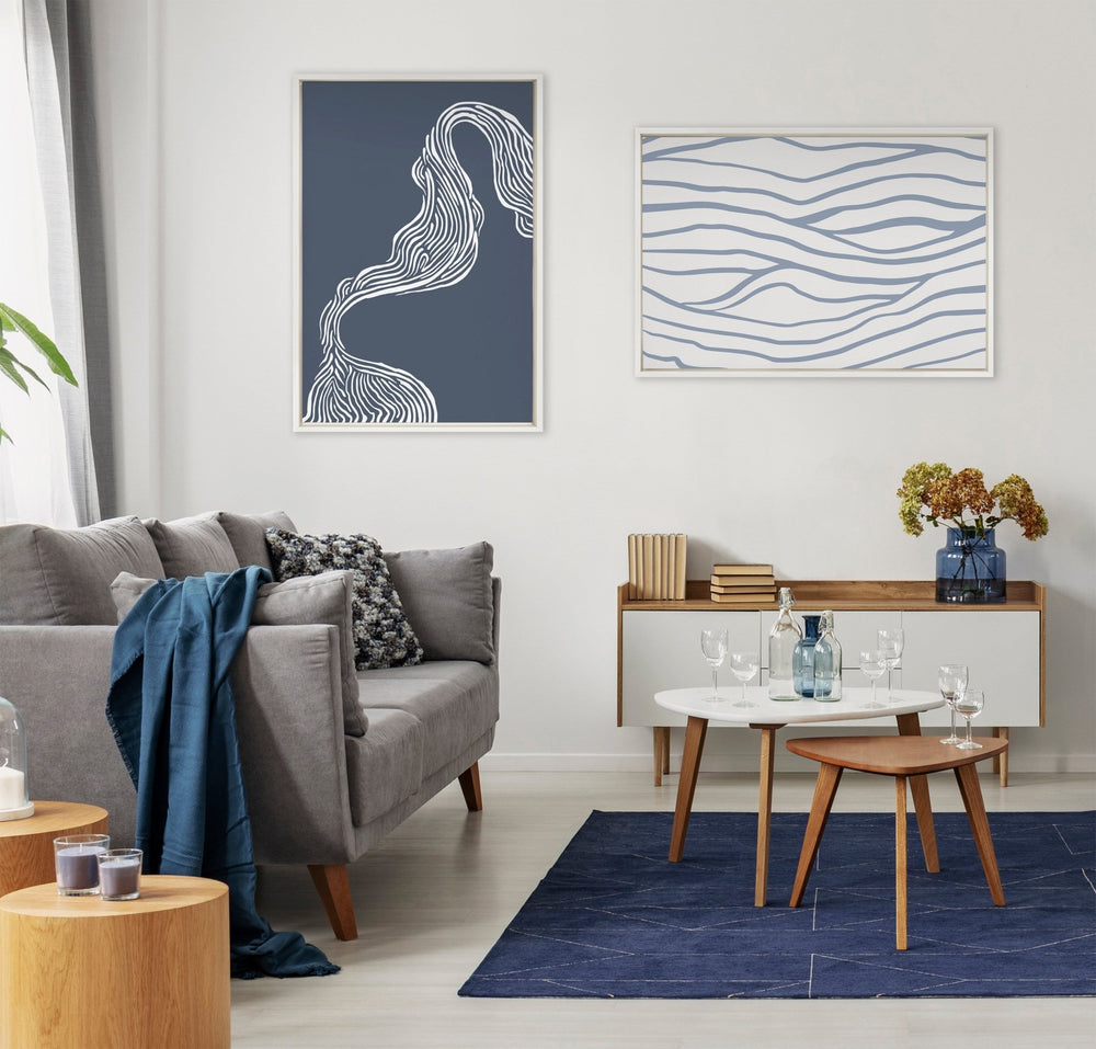 Sylvie Simple Elegant Coastal Waves Framed Canvas by The Creative Bunch Studio - Quahog Bay Bedding