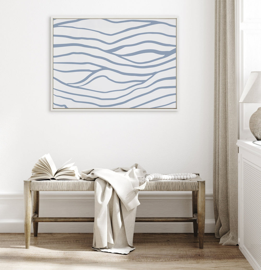 Sylvie Simple Elegant Coastal Waves Framed Canvas by The Creative Bunch Studio - Quahog Bay Bedding