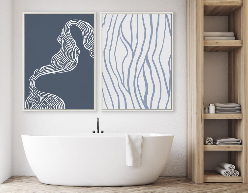 Sylvie Simple Elegant Coastal Waves Framed Canvas by The Creative Bunch Studio - Quahog Bay Bedding