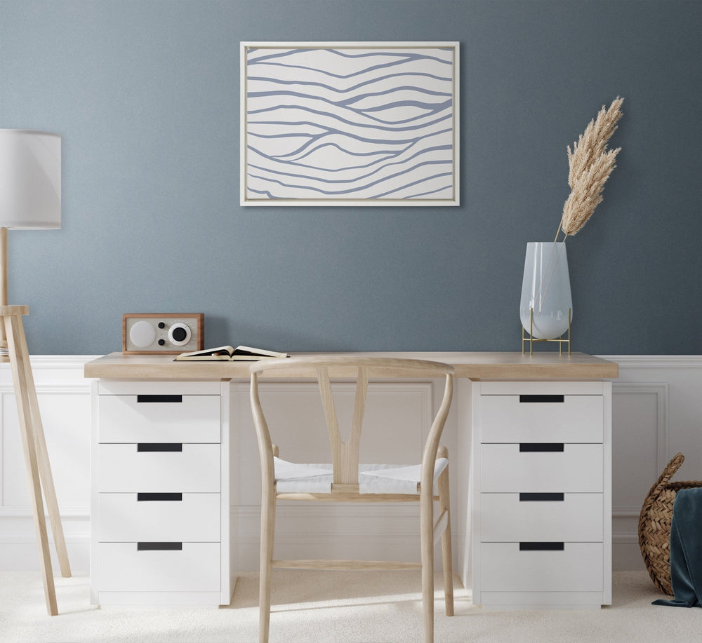 Sylvie Simple Elegant Coastal Waves Framed Canvas by The Creative Bunch Studio - Quahog Bay Bedding