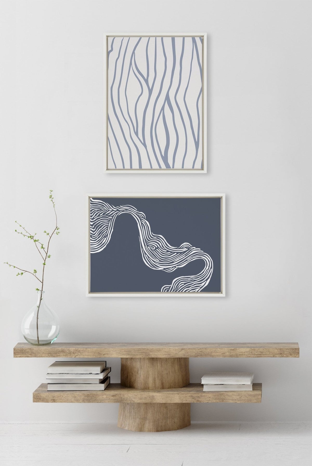 Sylvie Simple Elegant Coastal Waves Framed Canvas by The Creative Bunch Studio - Quahog Bay Bedding