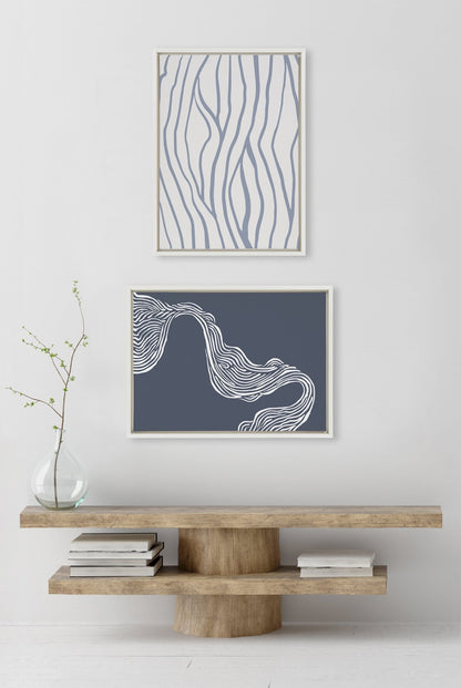 Sylvie Simple Elegant Coastal Waves Framed Canvas by The Creative Bunch Studio - Quahog Bay Bedding
