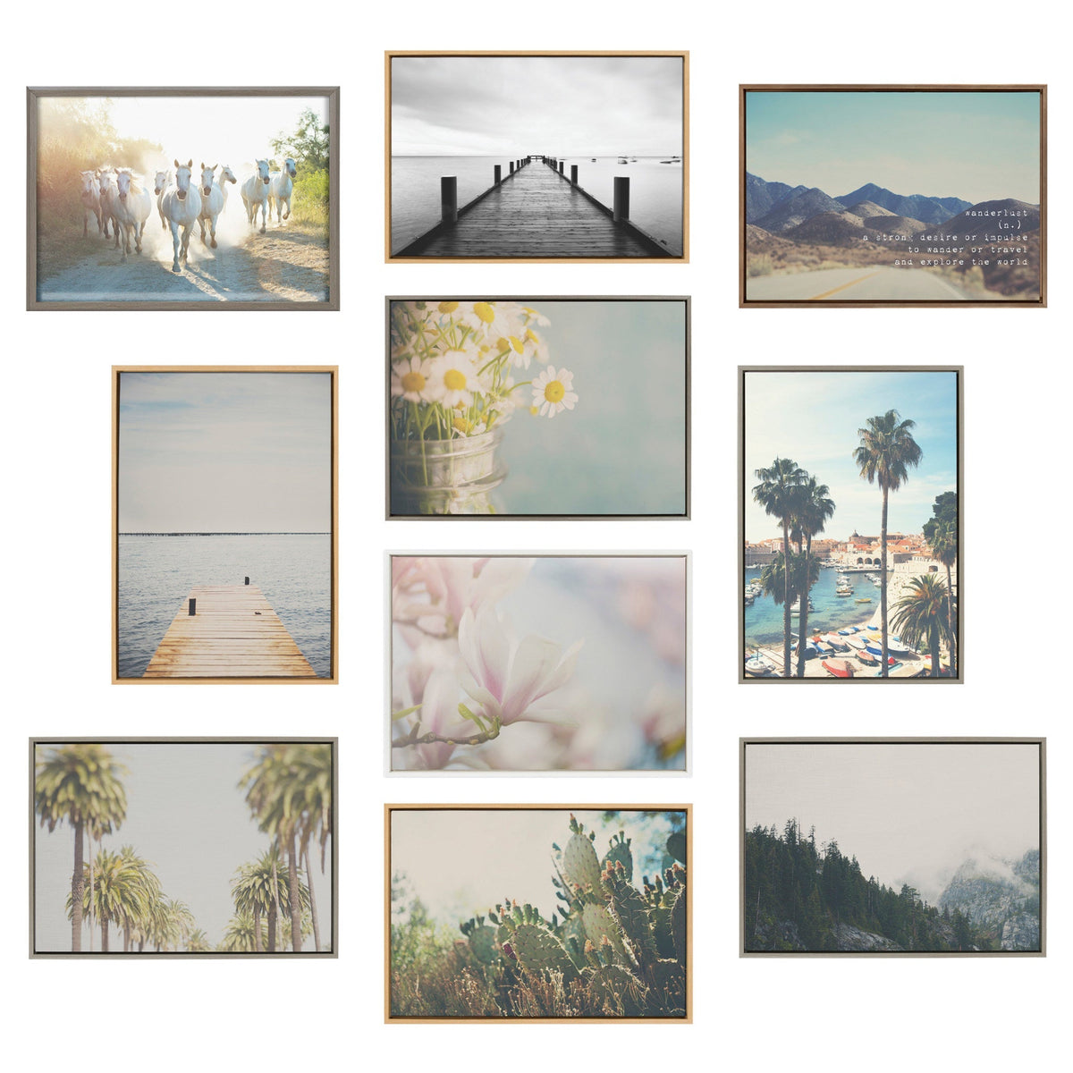 Sylvie Trio of Palm Trees 1, 2 and 3 Framed Canvas by Laura Evans - Quahog Bay Bedding