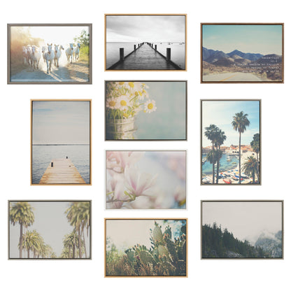 Sylvie Trio of Palm Trees 1, 2 and 3 Framed Canvas by Laura Evans - Quahog Bay Bedding