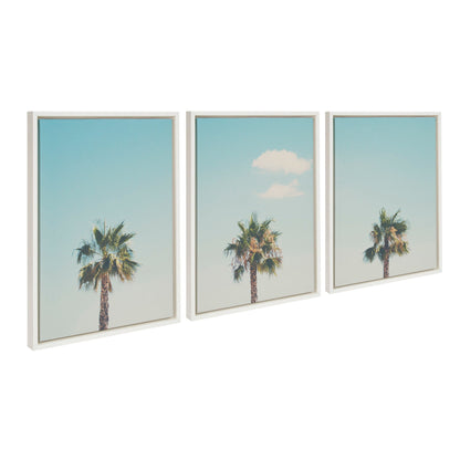 Sylvie Trio of Palm Trees 1, 2 and 3 Framed Canvas by Laura Evans - Quahog Bay Bedding