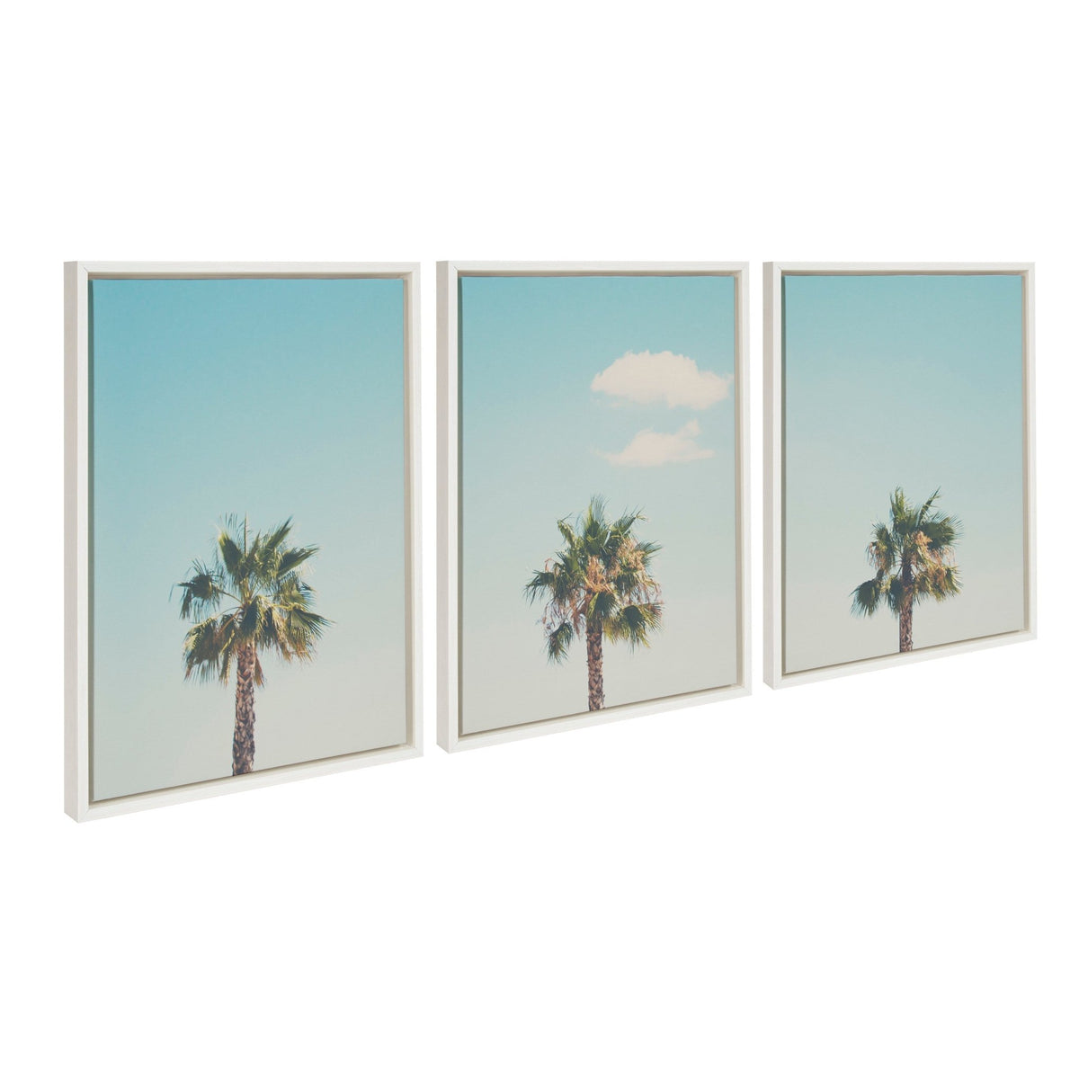 Sylvie Trio of Palm Trees 1, 2 and 3 Framed Canvas by Laura Evans - Quahog Bay Bedding