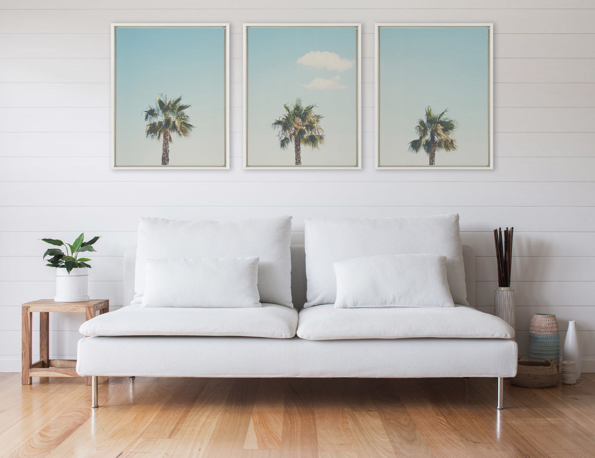Sylvie Trio of Palm Trees 1, 2 and 3 Framed Canvas by Laura Evans - Quahog Bay Bedding