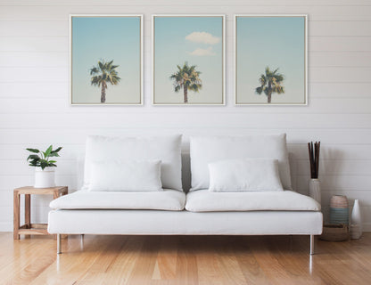 Sylvie Trio of Palm Trees 1, 2 and 3 Framed Canvas by Laura Evans - Quahog Bay Bedding