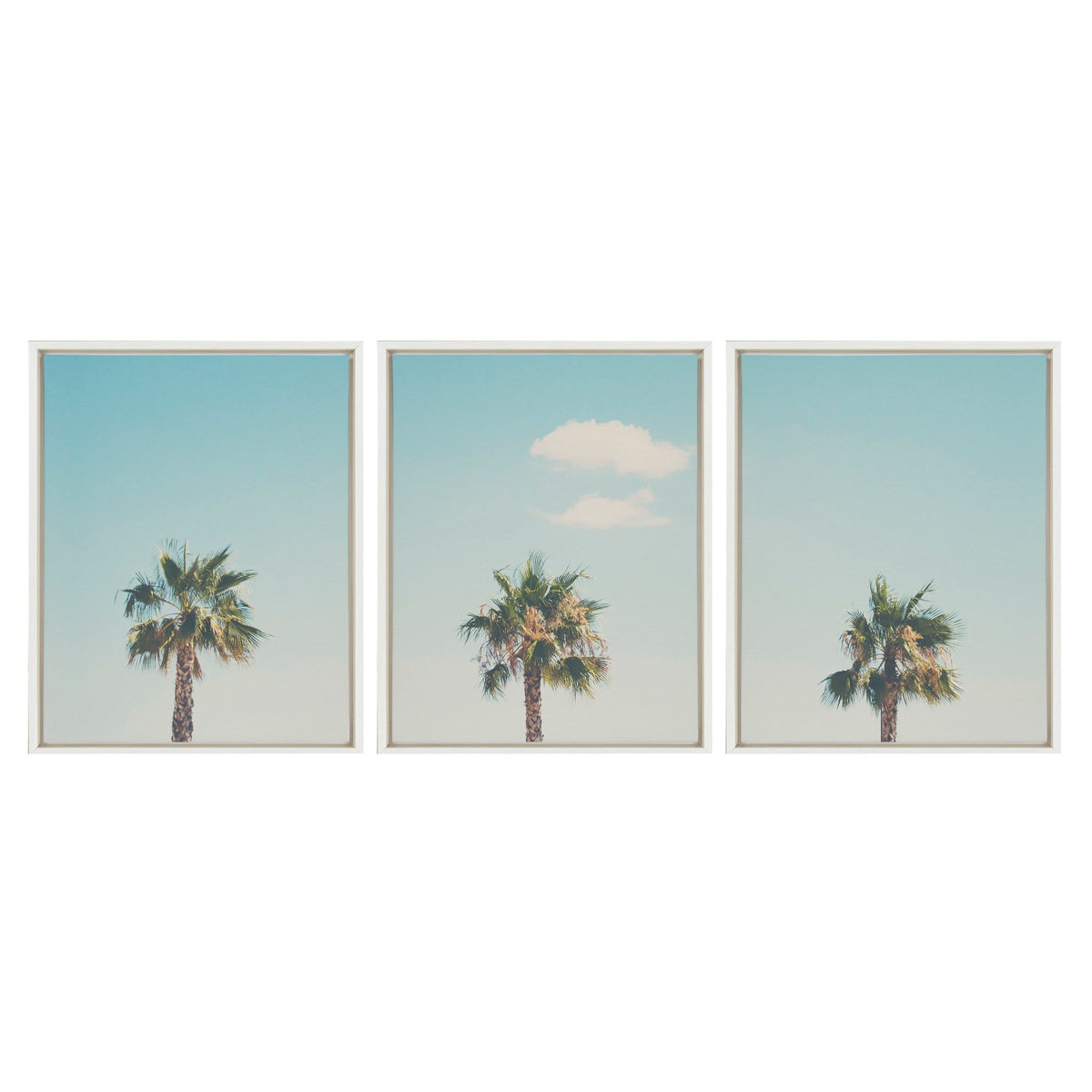 Sylvie Trio of Palm Trees 1, 2 and 3 Framed Canvas by Laura Evans - Quahog Bay Bedding