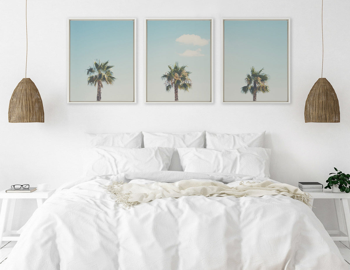 Sylvie Trio of Palm Trees 1, 2 and 3 Framed Canvas by Laura Evans - Quahog Bay Bedding