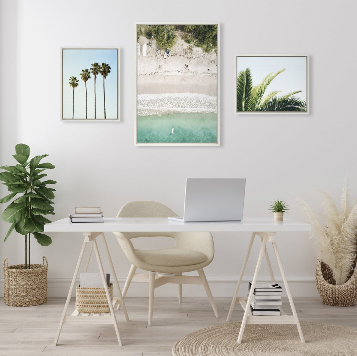 Sylvie Tropical Beach Framed Canvas Set - Quahog Bay Bedding
