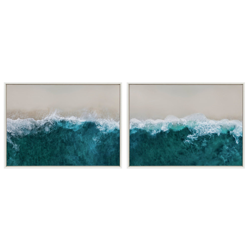 Sylvie Waves Crashing on the Beach 1 and 2 Framed Canvas Art Set by The Creative Bunch Studio - Quahog Bay Bedding
