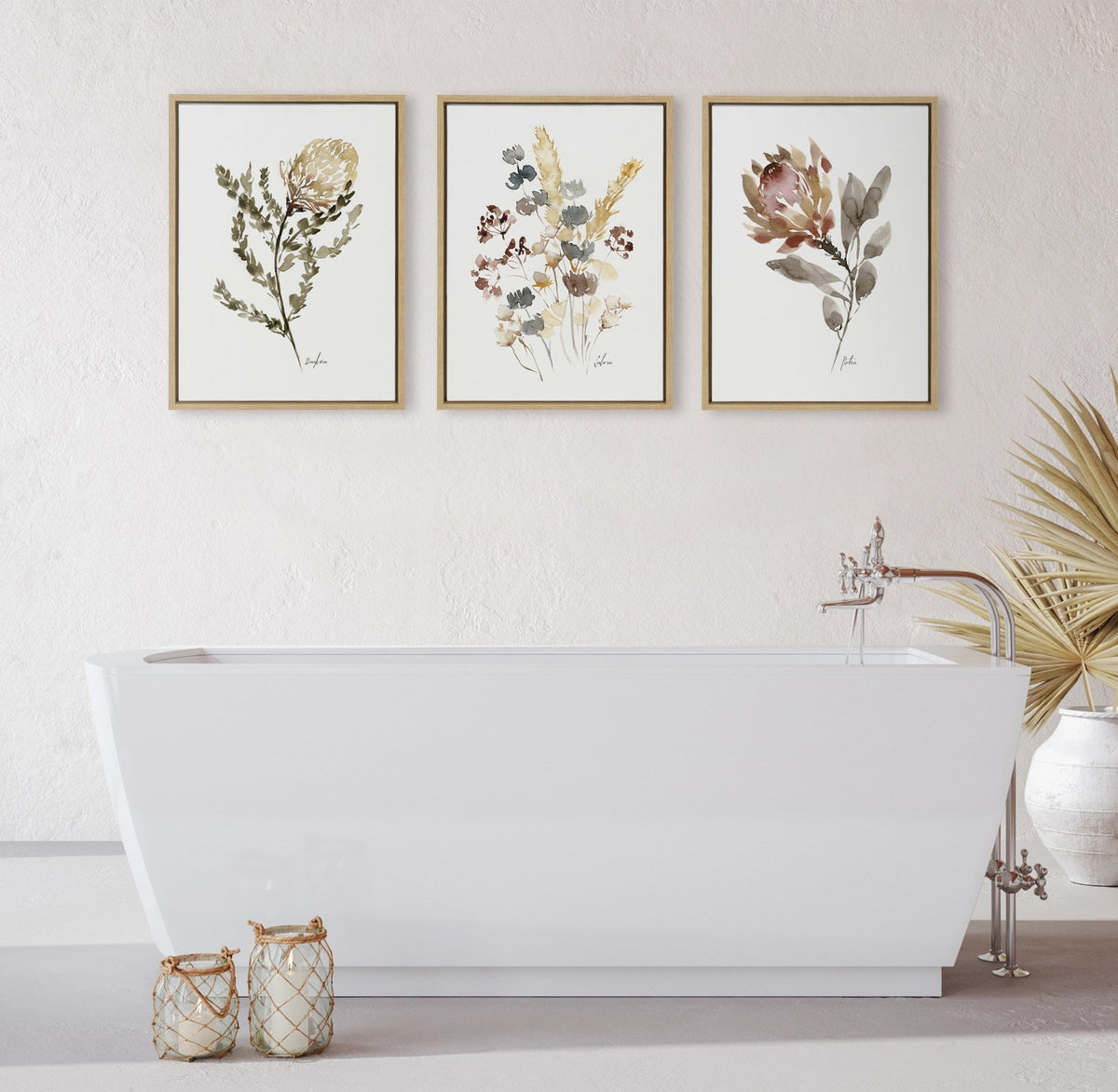 Sylvie Wild Banksia Wild Salvia and Wild King Protea Framed Canvas by Sara Berrenson - Quahog Bay Bedding