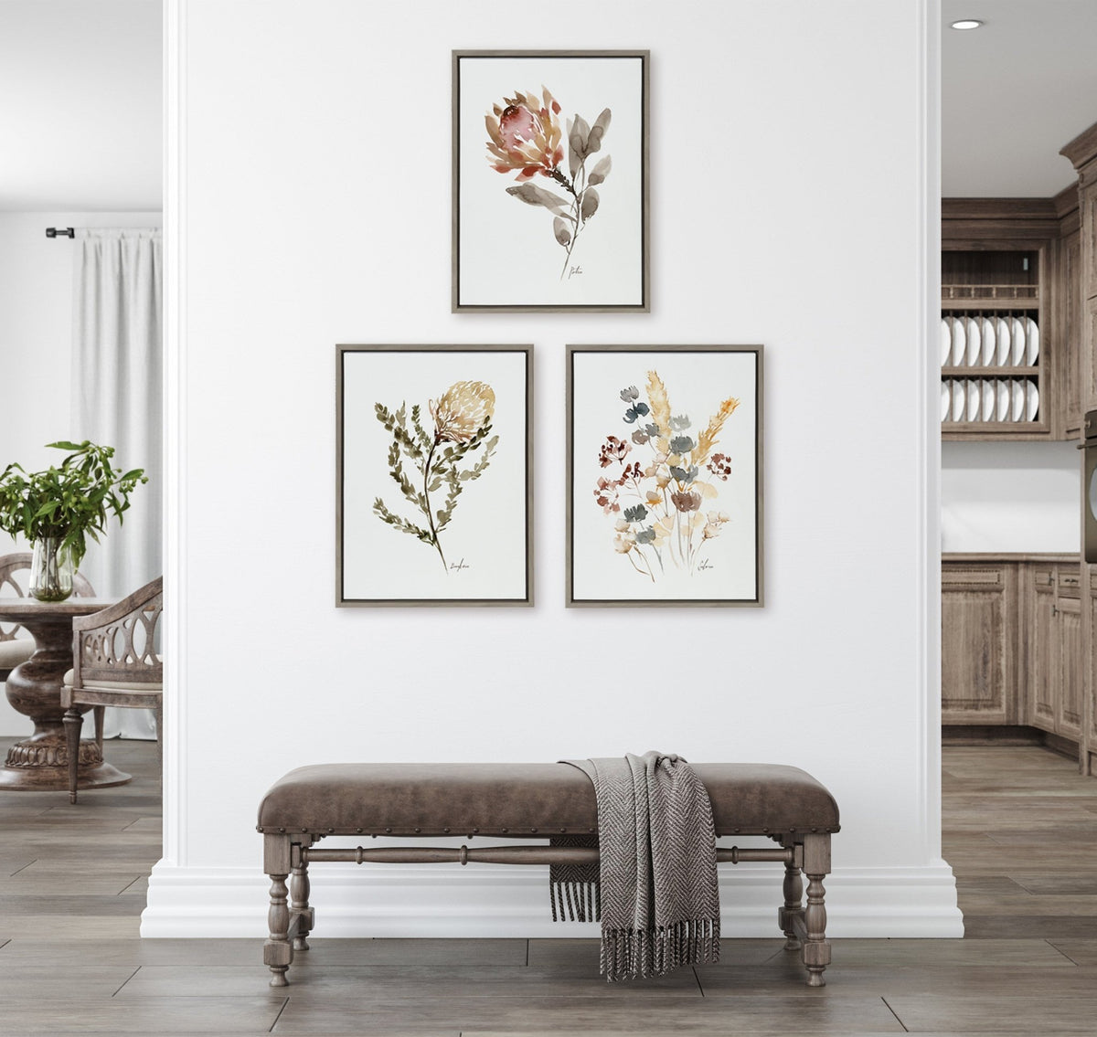 Sylvie Wild Banksia Wild Salvia and Wild King Protea Framed Canvas by Sara Berrenson - Quahog Bay Bedding