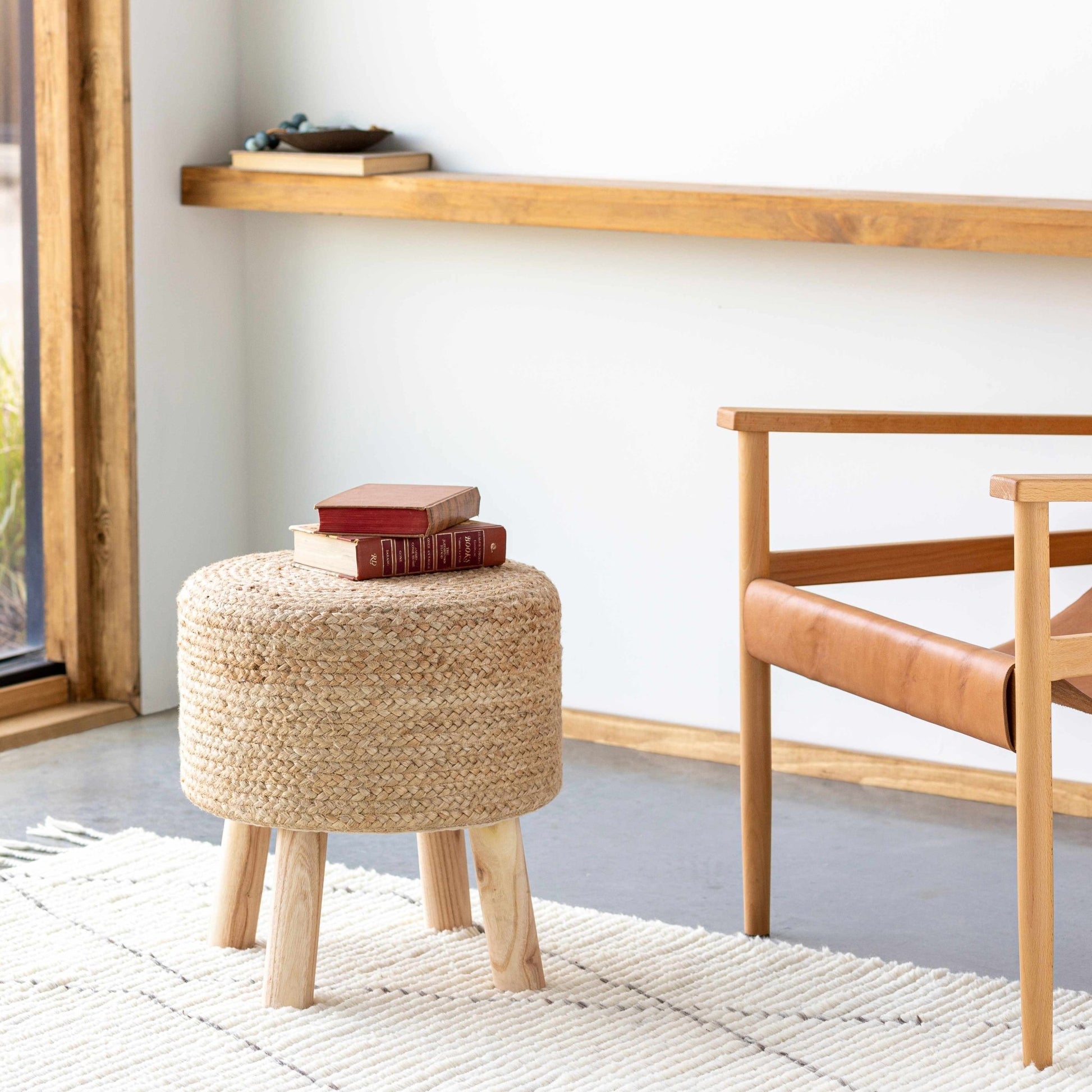 Tagaytay Natural Wood Stool Ottoman - Quahog Bay Bedding
