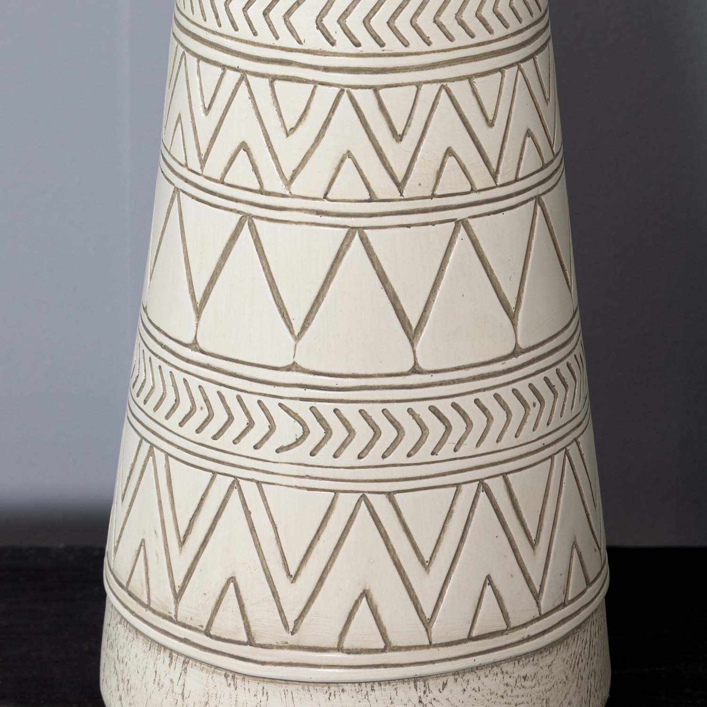 Tan and Cream Resin Lamp with White Linen Table Lamp - Quahog Bay Bedding