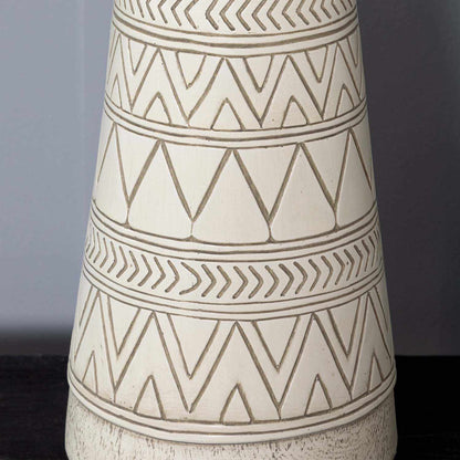 Tan and Cream Resin Lamp with White Linen Table Lamp - Quahog Bay Bedding