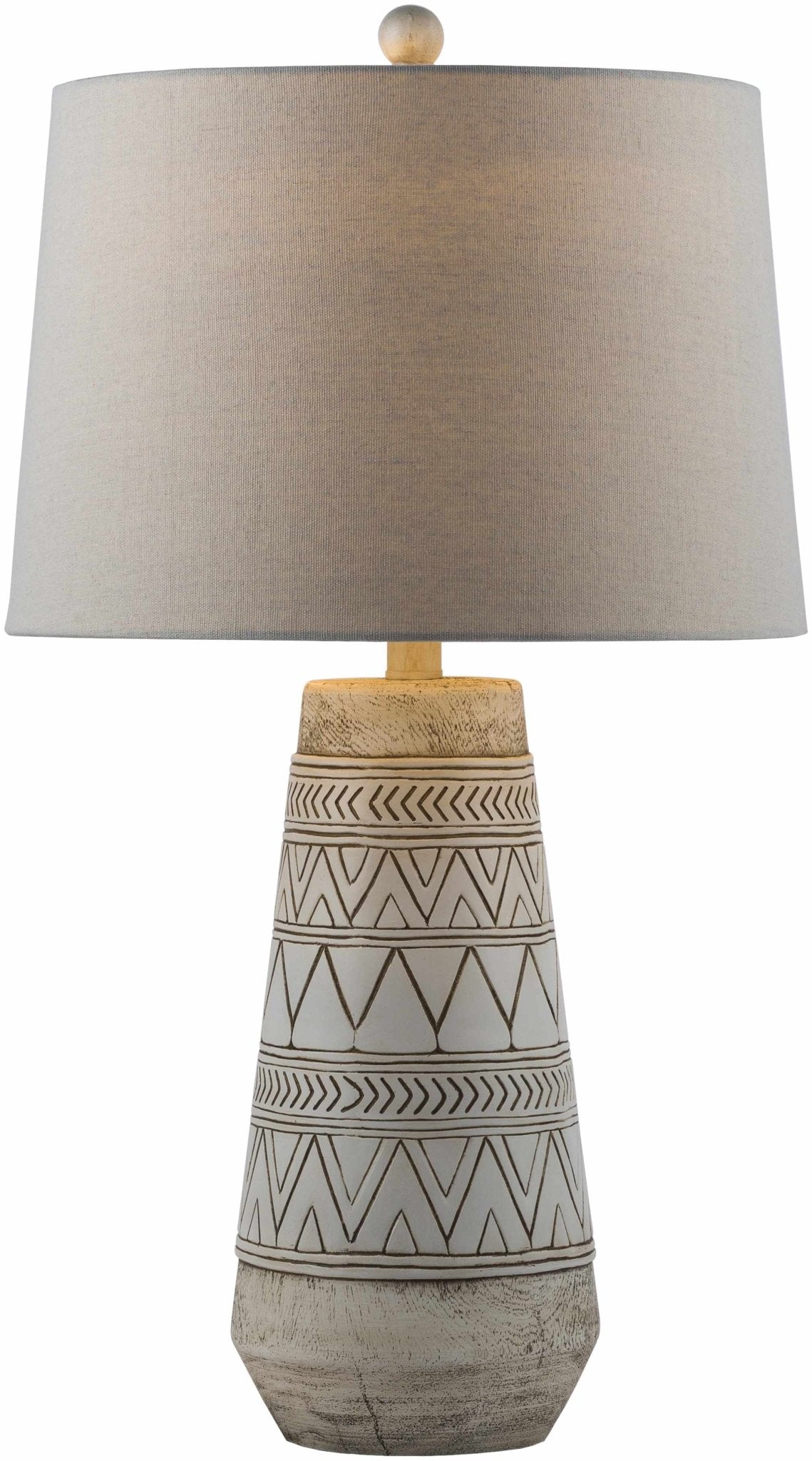Tan and Cream Resin Lamp with White Linen Table Lamp - Quahog Bay Bedding
